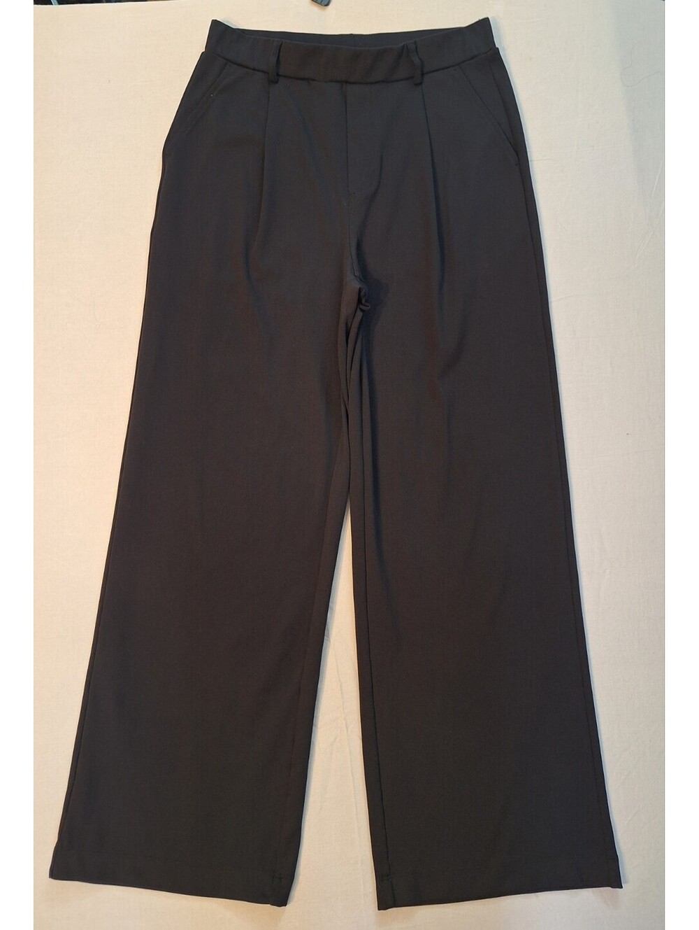 Halara Womens Wide Leg Pleated Dress Pants Black Pull On Stretch Career Size M